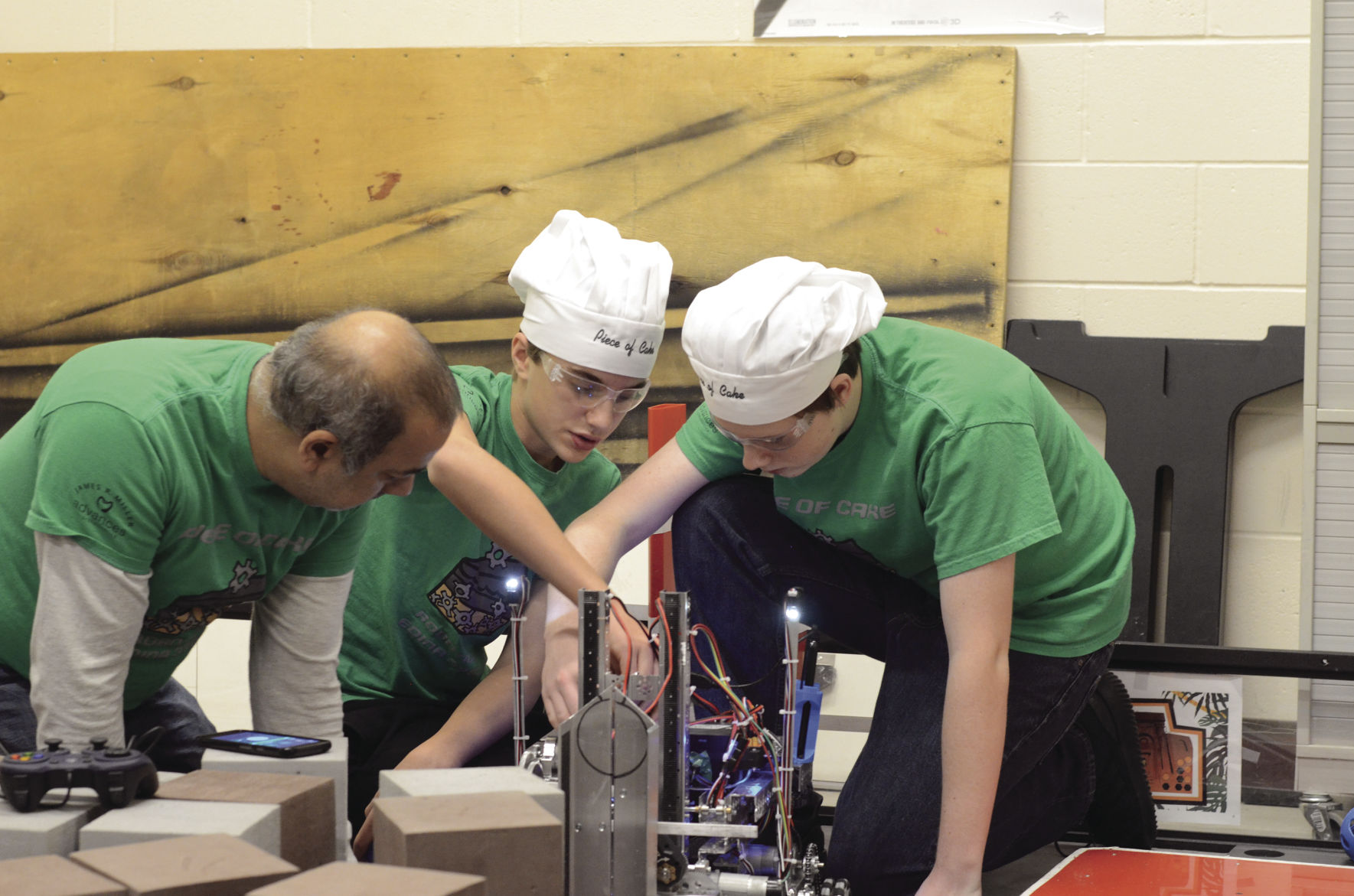 piece of cake edina robotics, working on robot